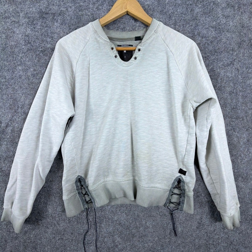 G-Star RAW Sweatshirt Womens Medium Gray Lace Up Side Slit Boyfriend Grunge